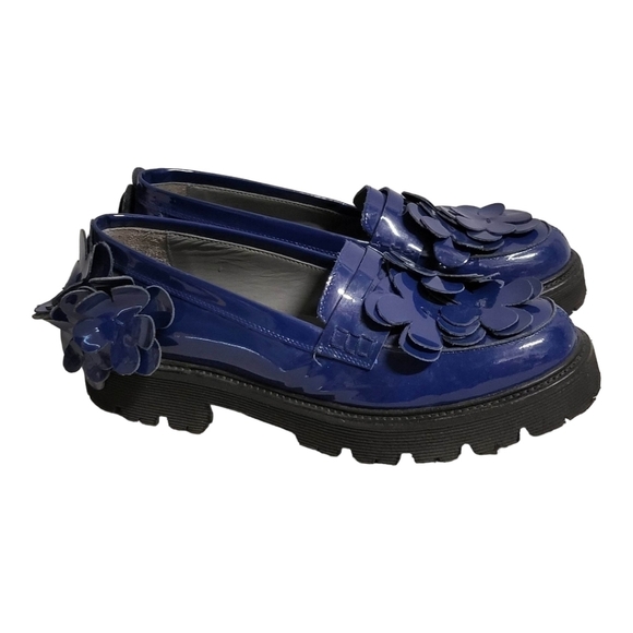 MSGM BLUE PATENT FLORAL LOAFERS Made in Italy SZ 38 - Picture 4 of 16